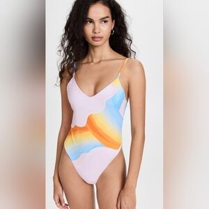 Mara Hoffman NWT Chrishell One Piece Pink Wave Swimsuit Size XL
